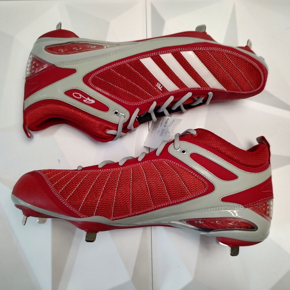 Adidas Mens Baseball Cleat 15 Red Gray AST TR Howard Mid Metal Softball Sport - Picture 2 of 10